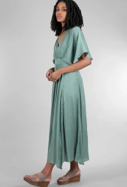 Best Sale Evie Lou Kimono Sleeve Maxi Dress, Dusty Teal