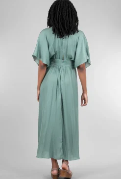 Best Sale Evie Lou Kimono Sleeve Maxi Dress, Dusty Teal