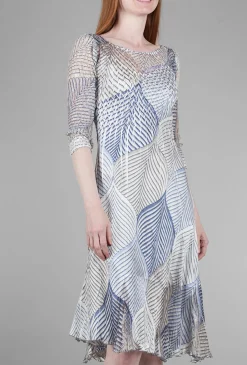 Flash Sale Evie Lou Lace-Neck Leaf Dress, Lapis