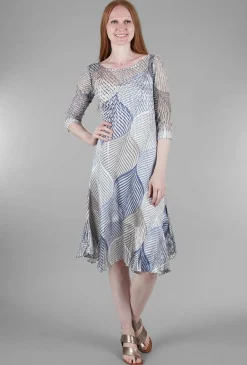 Flash Sale Evie Lou Lace-Neck Leaf Dress, Lapis