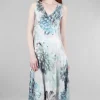 Cheap Evie Lou Laces-Back Long Dress, Aqua/Fountain Bloom