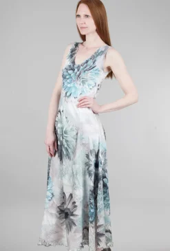 Cheap Evie Lou Laces-Back Long Dress, Aqua/Fountain Bloom