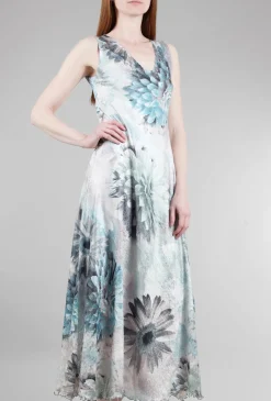 Cheap Evie Lou Laces-Back Long Dress, Aqua/Fountain Bloom