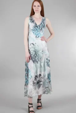 Cheap Evie Lou Laces-Back Long Dress, Aqua/Fountain Bloom