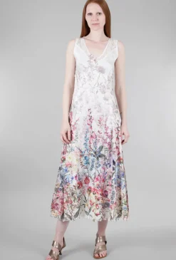 Sale Evie Lou Laces-Back Long Dress, Cream/Vivid Garden