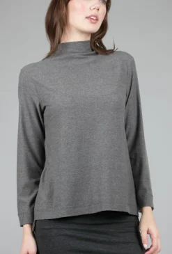 Fashion Evie Lou Lauren Herringbone Tneck, Charcoal