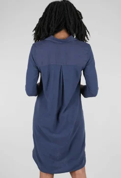 Online Evie Lou Linen Combo Collar Dress, Night Sky