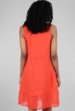 Best Evie Lou Linen Lauren Dress, Rosso Pepper