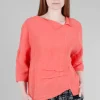 Online Evie Lou Linen Pleat Kate Top, Coral
