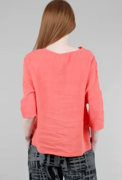 Online Evie Lou Linen Pleat Kate Top, Coral