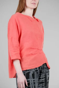 Online Evie Lou Linen Pleat Kate Top, Coral