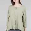 Sale Evie Lou Linen-Jersey Button Cardie, Seaweed