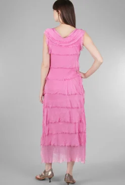 Shop Evie Lou Long Tattered Tiers Dress, Raspberry