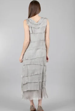 Best Sale Evie Lou Long Tattered-Tiers Dress, Taupe