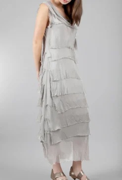 Best Sale Evie Lou Long Tattered-Tiers Dress, Taupe