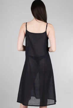 New Evie Lou Longer Cotton Slip, Black