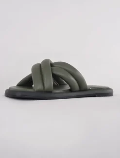 Fashion Evie Lou Lotta Cross Mule Sandal, Algae
