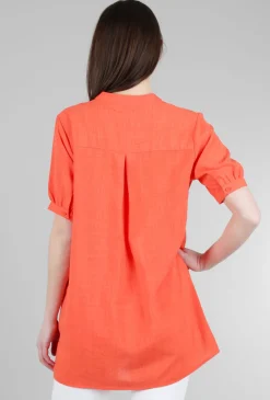 Hot Evie Lou Mandarin Collar High-Low Top, Orange