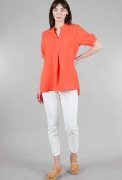Hot Evie Lou Mandarin Collar High-Low Top, Orange