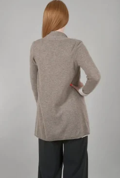 Store Evie Lou Marble Reversible Cashmere Cardie, Taupe