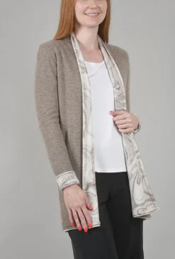 Store Evie Lou Marble Reversible Cashmere Cardie, Taupe