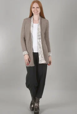 Store Evie Lou Marble Reversible Cashmere Cardie, Taupe