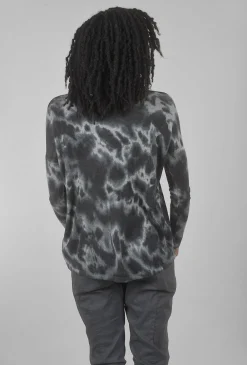 Outlet Evie Lou Marble-Print Boxy Crew, Grays