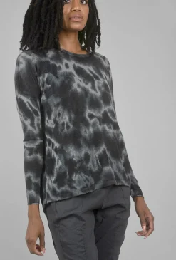 Outlet Evie Lou Marble-Print Boxy Crew, Grays