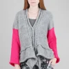 Hot Evie Lou Mc Wool Cardie, Heather Gray/Pink