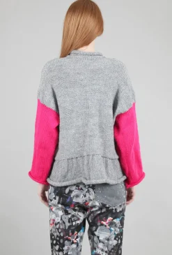 Hot Evie Lou Mc Wool Cardie, Heather Gray/Pink