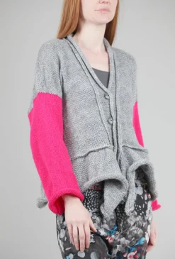 Hot Evie Lou Mc Wool Cardie, Heather Gray/Pink