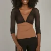 Discount Evie Lou Mesh 3/4-Sleeve Sleevey Wonder, Black