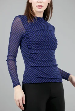 Cheap Evie Lou Mesh Twist Checker Top, Cobalt/Black