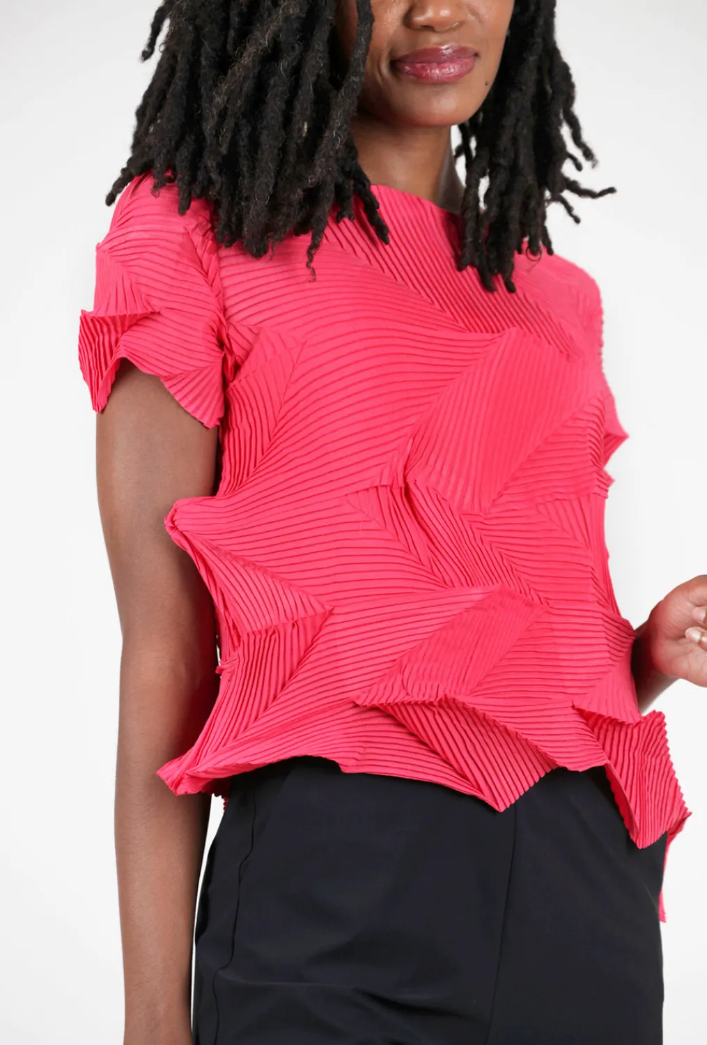 Shop Evie Lou Micropleat Annie Top, Berry