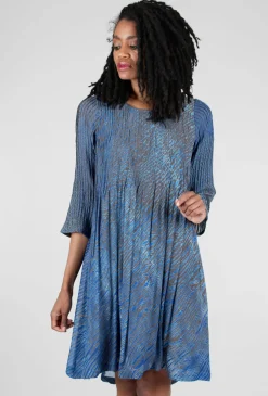 Cheap Evie Lou Micropleat Bodice Dress, Blue/Taupe