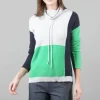 Discount Evie Lou Mix Knit Funnel Sweater, Clover/Blue