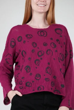 Discount Evie Lou Nelson Sweater, Berry/Circles