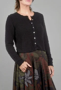 Best Sale Evie Lou Nubbly Knit Cropped Cardie, Black