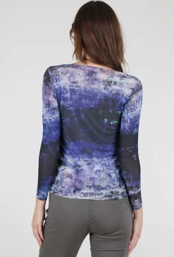 Cheap Evie Lou Nuditee Sheer Top, Troubled Waters/Blue