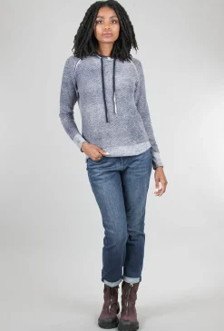 Hot Evie Lou Ombre Cashmere Mesh Hoodie, Denim