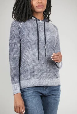 Hot Evie Lou Ombre Cashmere Mesh Hoodie, Denim