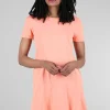 Cheap Evie Lou Open Crew T-Shirt Dress, Coral Clay