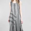 Discount Evie Lou Opposing Stripes Linen Dress, Gray/Black