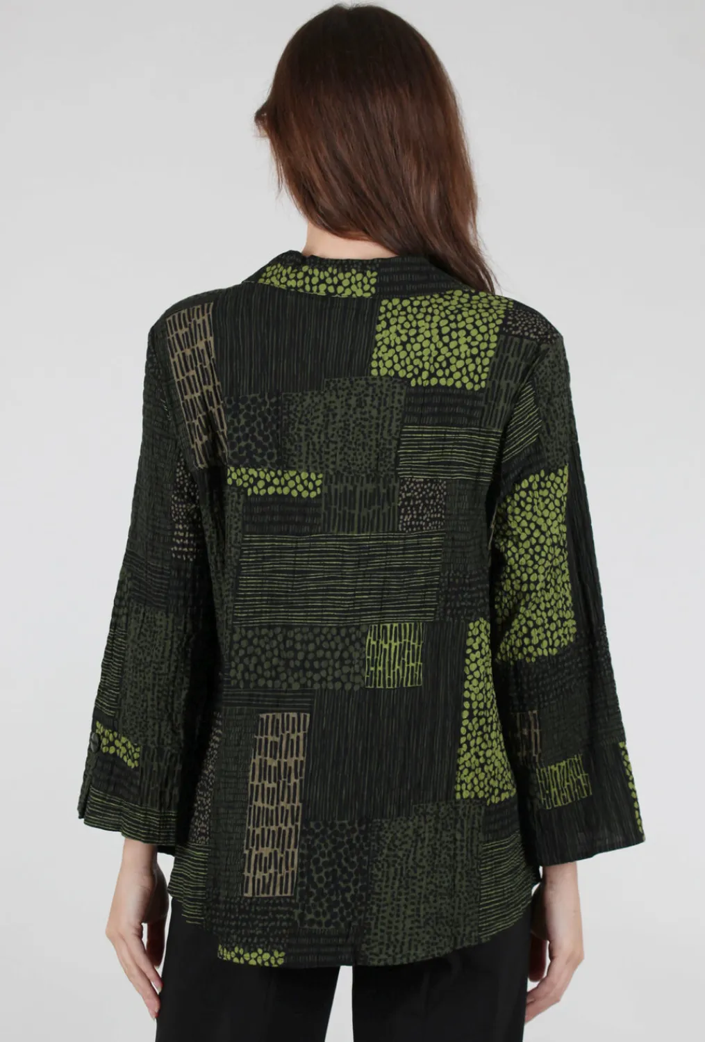 Sale Evie Lou Organic Mix Placket Shirt, Forest