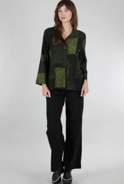 Sale Evie Lou Organic Mix Placket Shirt, Forest