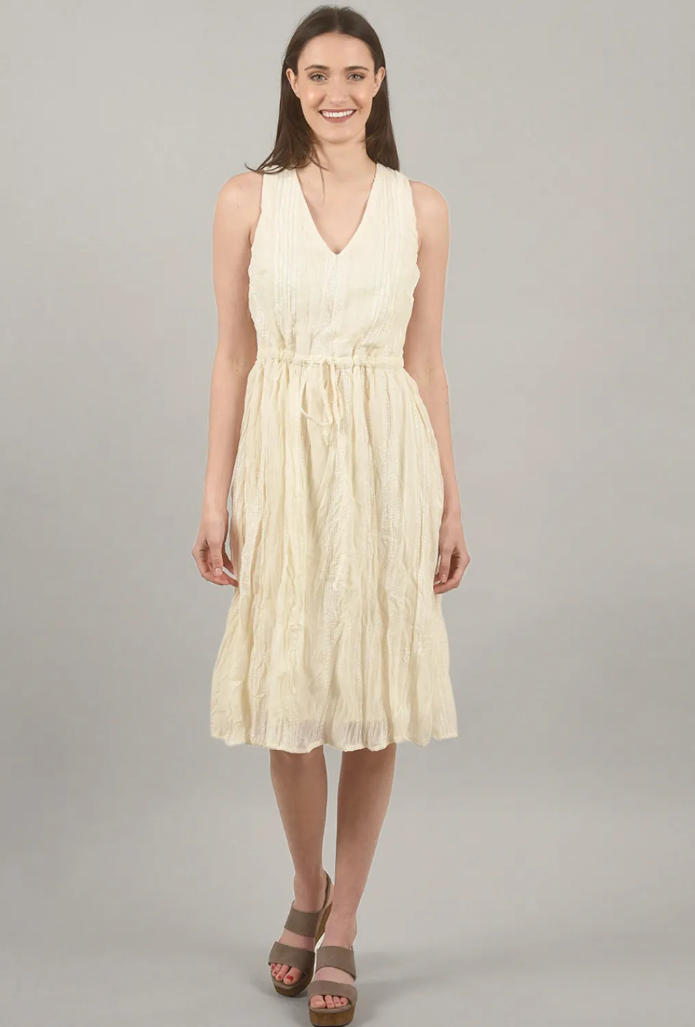Cheap Evie Lou Overstitch Crinkle Sundress, Ivory