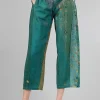 Shop Evie Lou 3P Airy Print Pant, Turquoise/Ochre