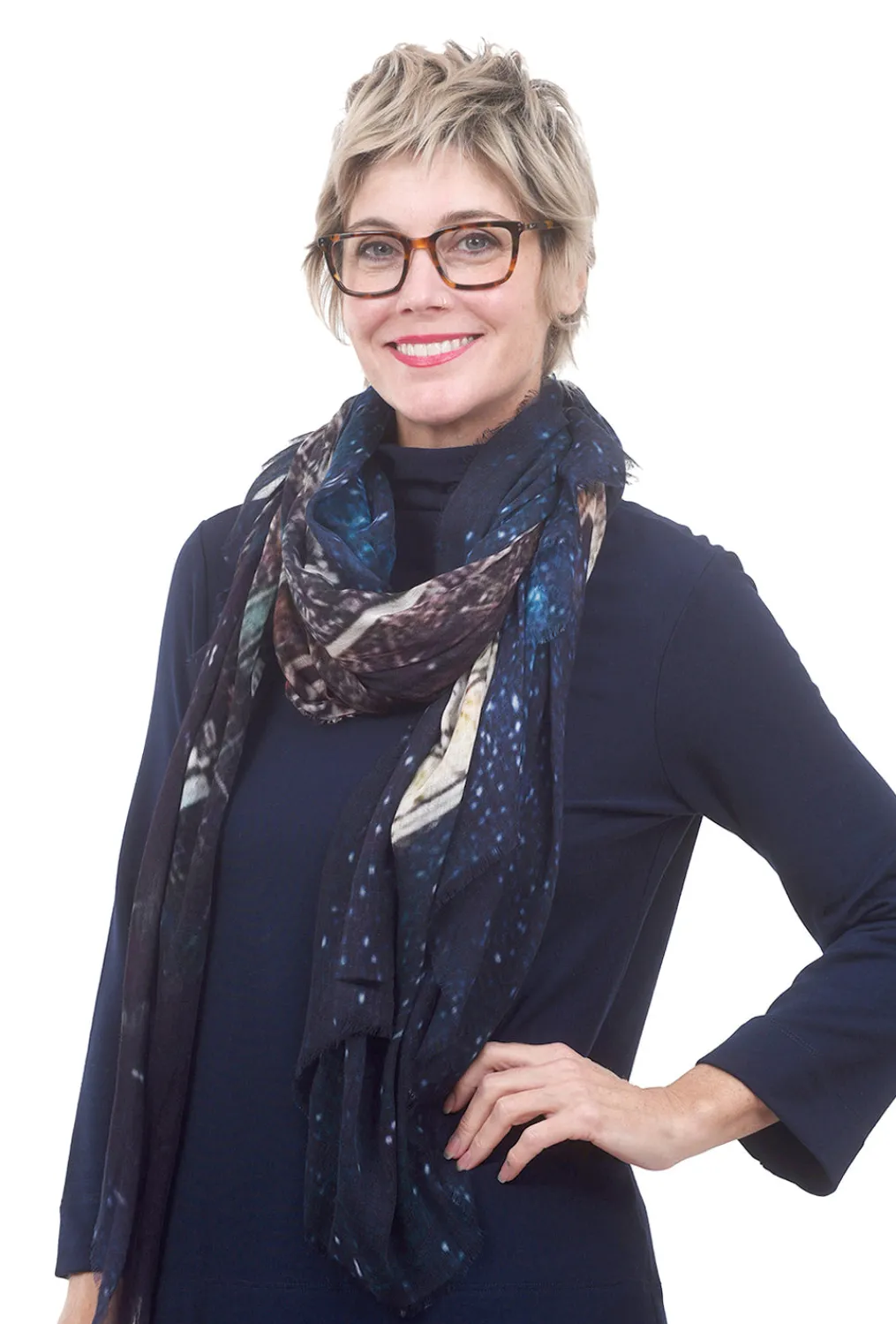 Store Evie Lou Parisian Nights Scarf, Deep Blue