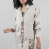 Shop Evie Lou Patch Inset Striped Shirt, Caramel