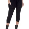 Clearance Evie Lou Peached Jersey Slouch Pant, Black